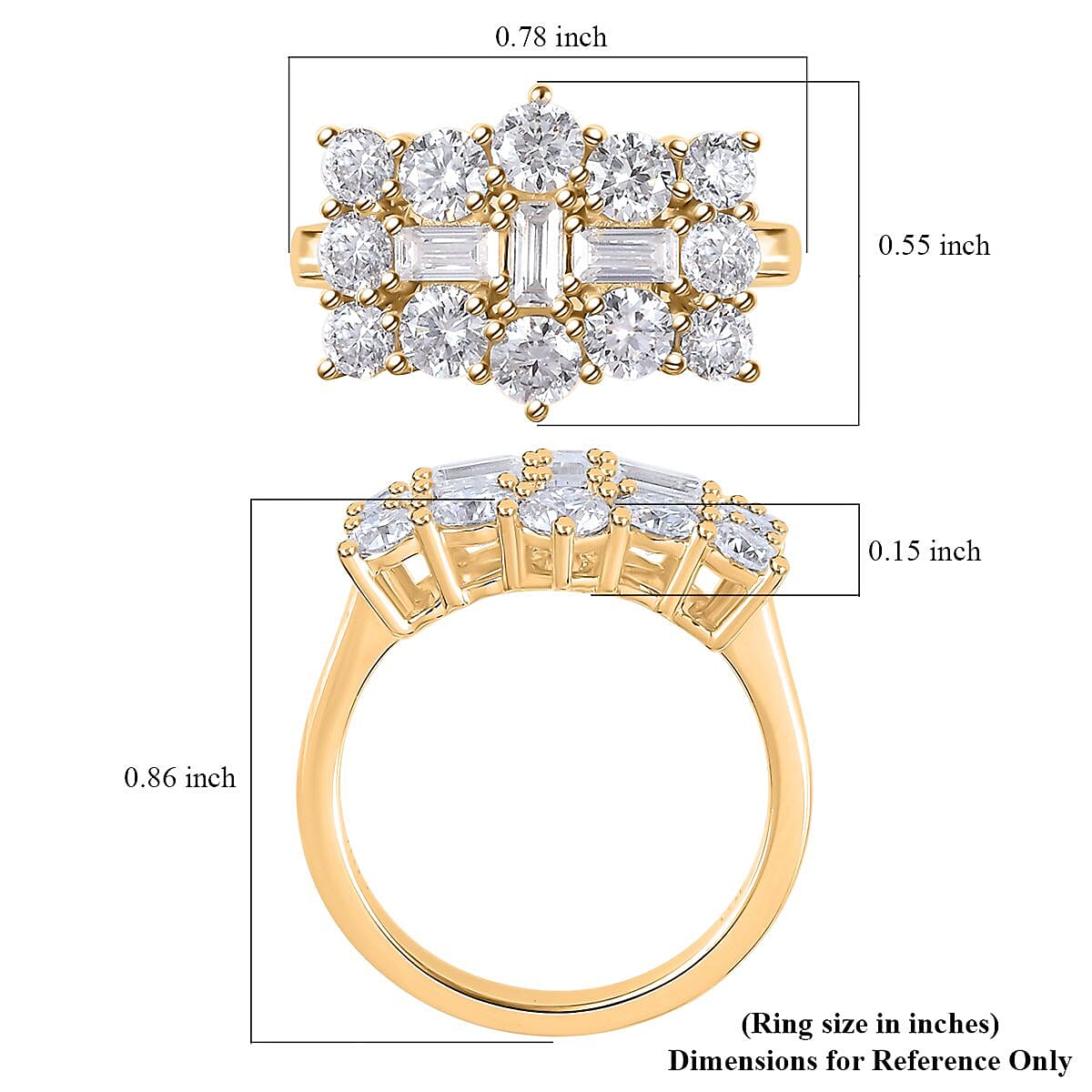 Luxoro 10K Yellow Gold Moissanite Boat Ring (Size 10.0) 4.50 Grams 1.90 ctw