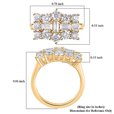 Luxoro 10K Yellow Gold Moissanite Boat Ring (Size 10.0) 4.50 Grams 1.90 ctw
