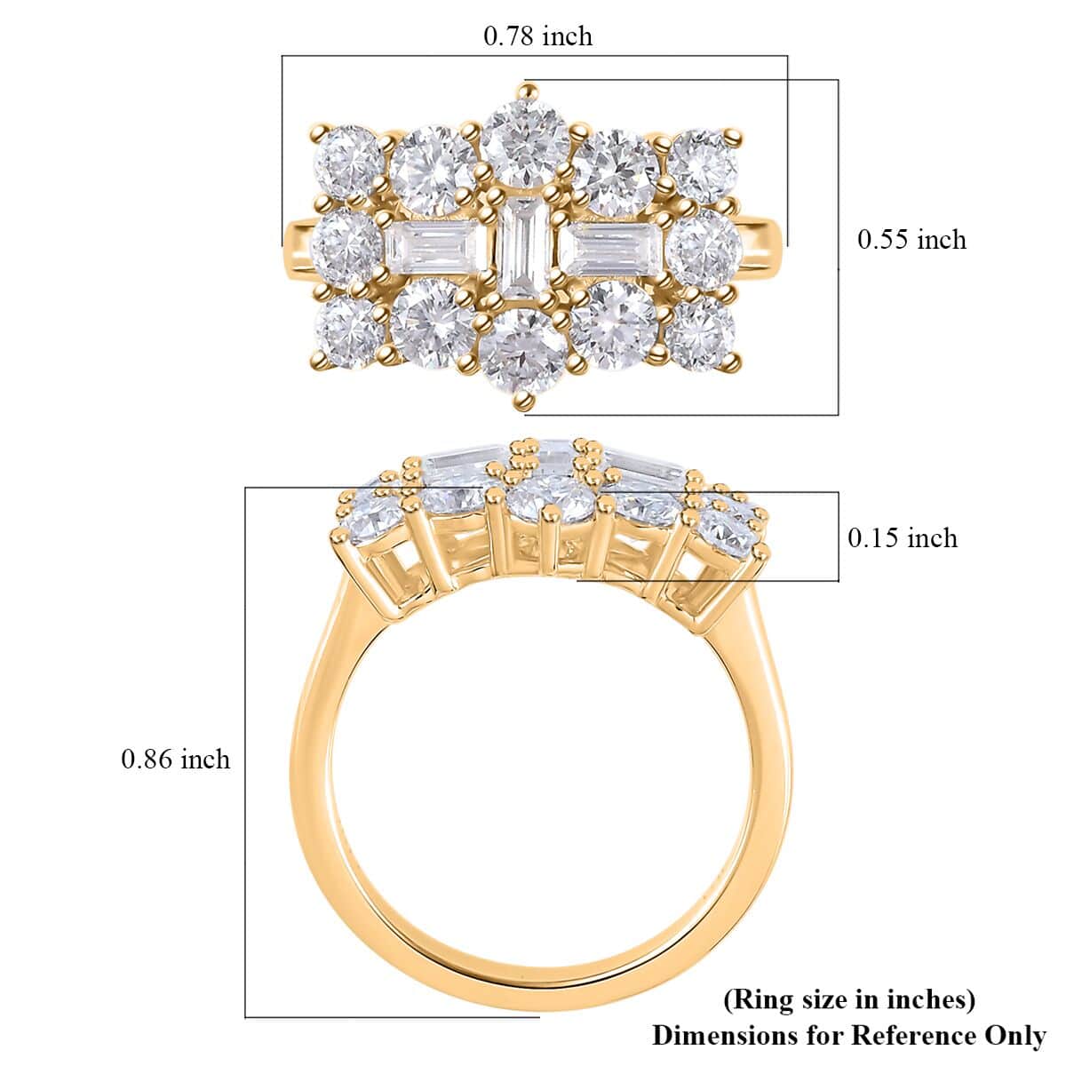 Mother’s Day Gift Luxoro 10K Yellow Gold Moissanite Ring (Size 10.0) 4.50 Grams 1.90 ctw image number 6