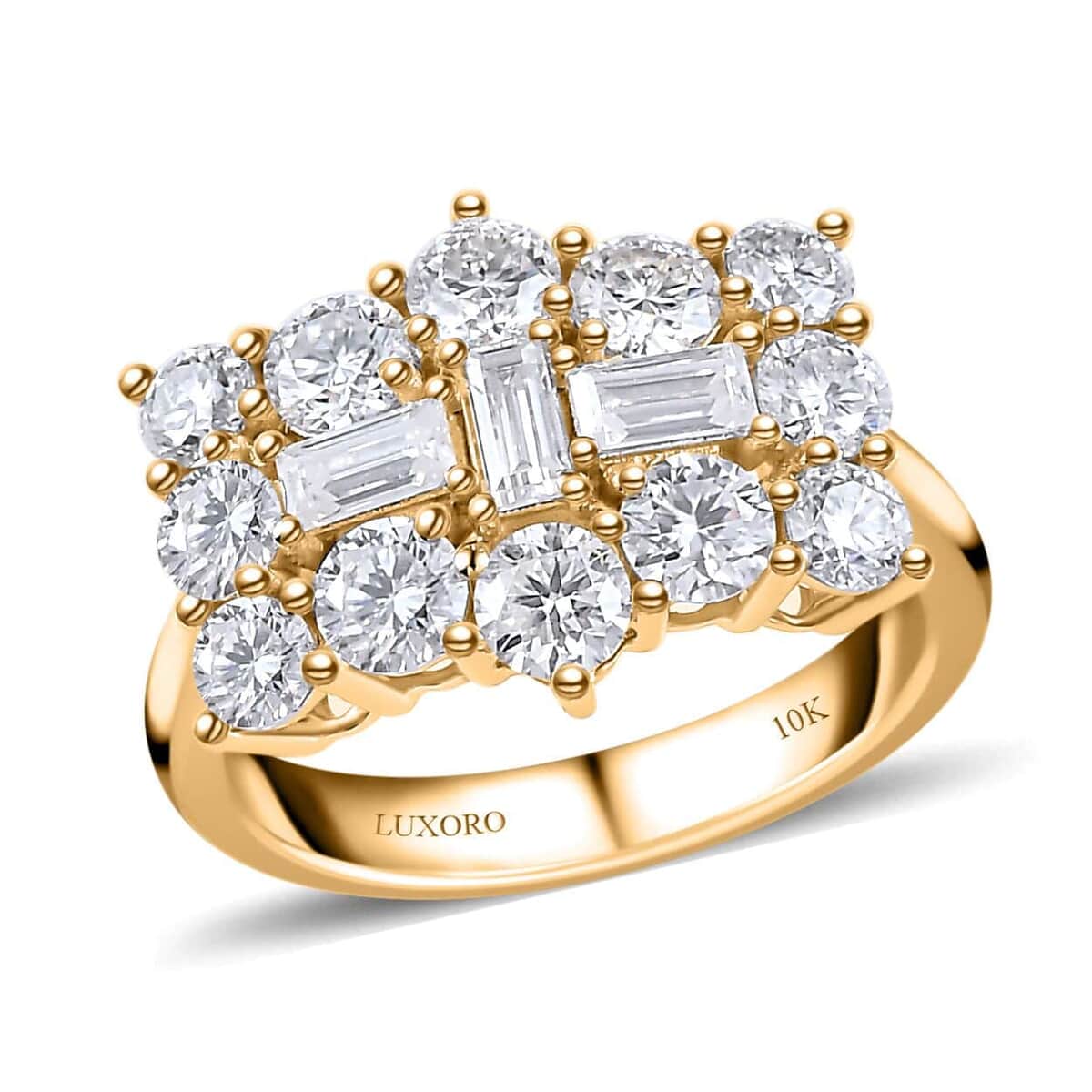 Luxoro 10K Yellow Gold Moissanite Boat Ring (Size 6.0) 4.50 Grams 1.90 ctw image number 0