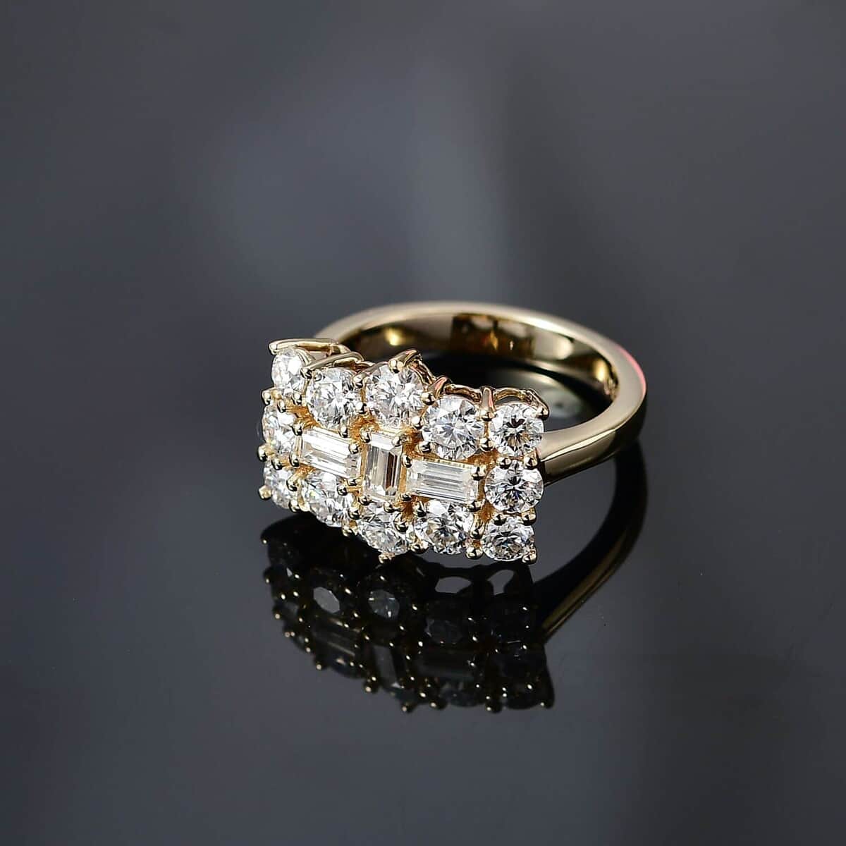 Luxoro 10K Yellow Gold Moissanite Boat Ring (Size 6.0) 4.50 Grams 1.90 ctw image number 2