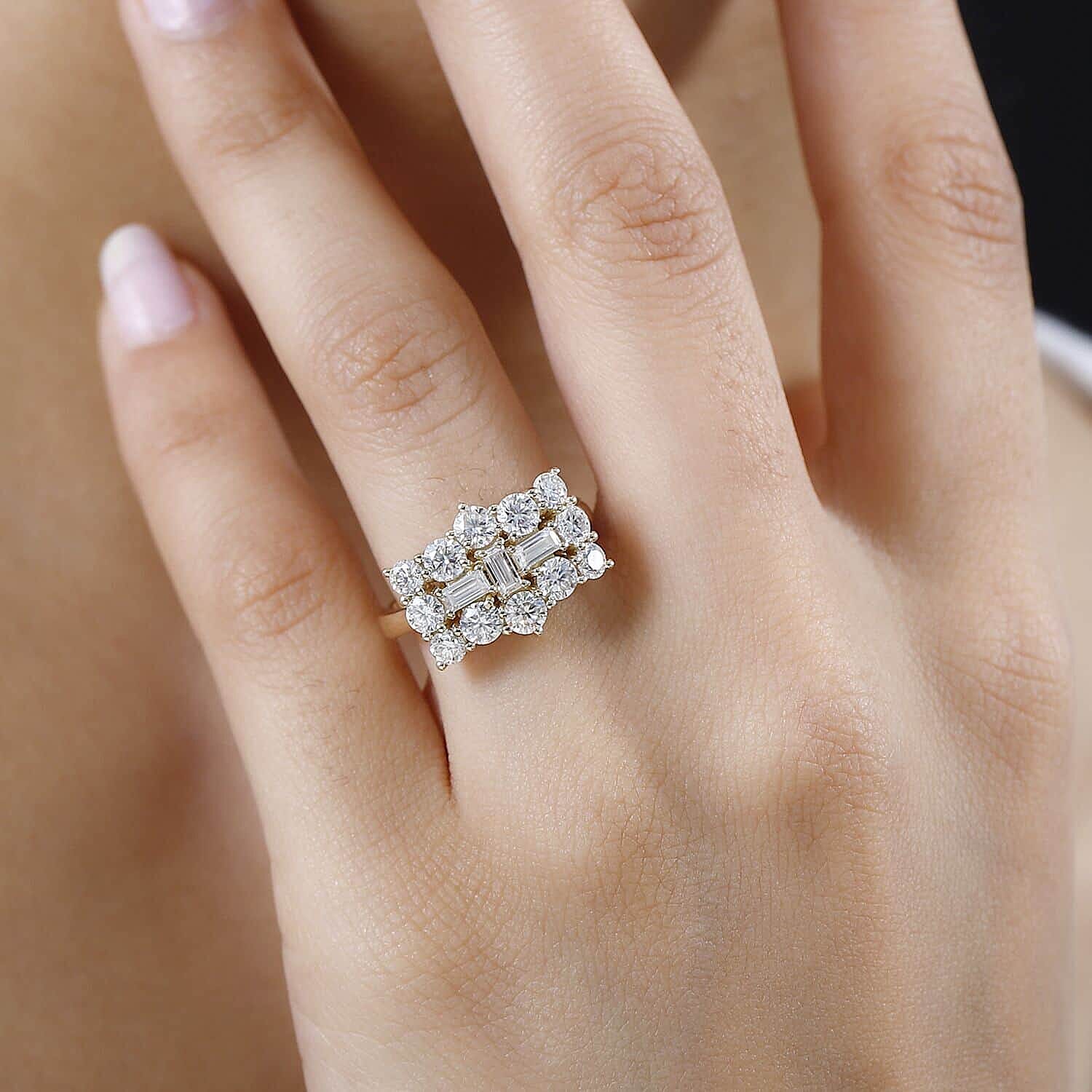 Luxoro 10K Yellow Gold Moissanite Boat Ring (Size 6.0) 4.50 Grams 1.90 ctw