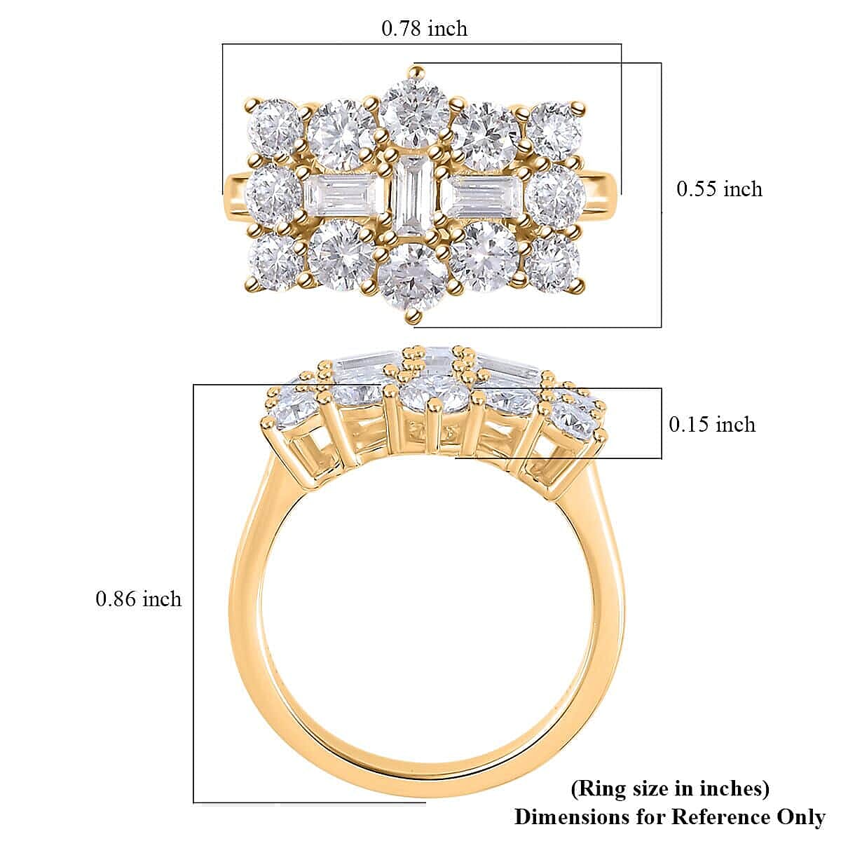 Luxoro 10K Yellow Gold Moissanite Boat Ring (Size 6.0) 4.50 Grams 1.90 ctw