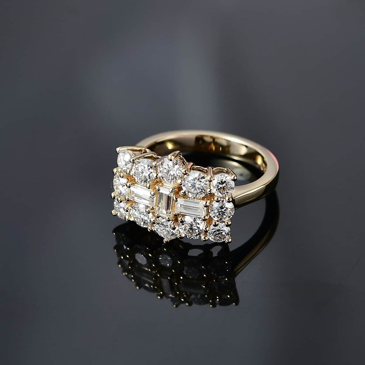 Luxoro 10K Yellow Gold Moissanite Boat Ring (Size 8.0) 4.50 Grams 1.90 ctw image number 2