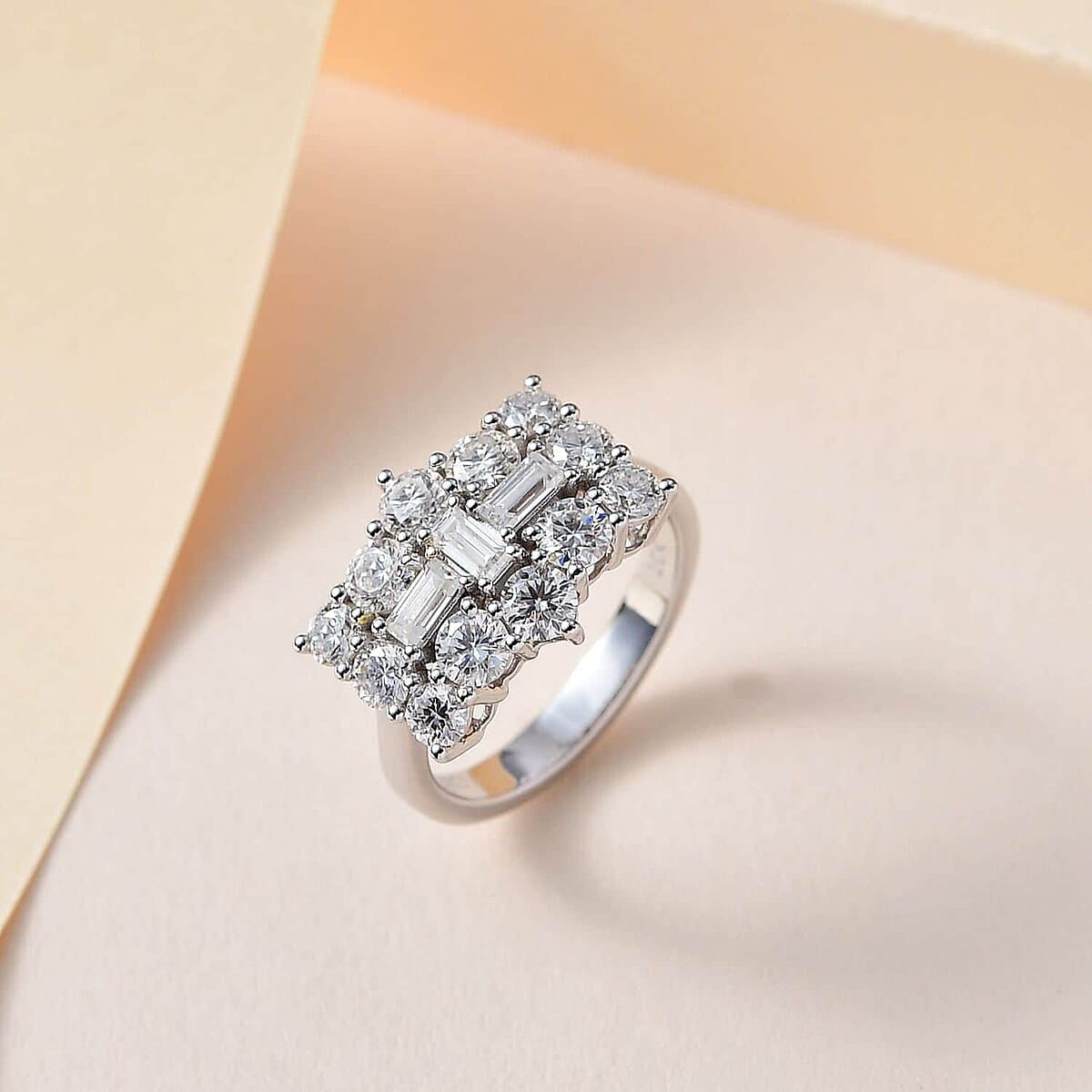 Luxoro 10K White Gold Moissanite Cluster Ring (Size 11.0) (4.25 g) 1.90 ctw image number 1