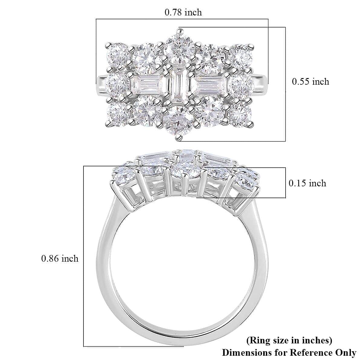 Luxoro 10K White Gold Moissanite Cluster Ring (Size 11.0) (4.25 g) 1.90 ctw image number 6