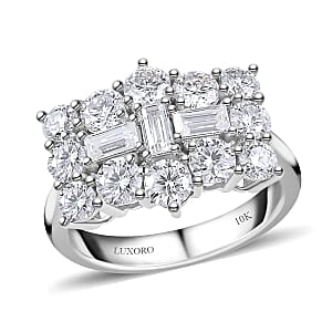 Luxoro 10K White Gold Moissanite Boat Ring (Size 6.0) 4.25 Grams 1.90 ctw