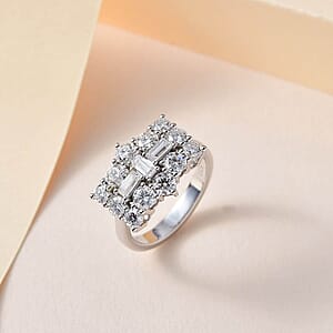 Luxoro 10K White Gold Moissanite Boat Ring (Size 6.0) 4.25 Grams 1.90 ctw