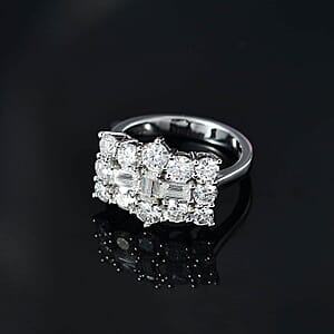 Luxoro 10K White Gold Moissanite Boat Ring (Size 6.0) 4.25 Grams 1.90 ctw