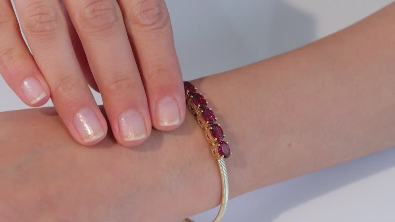Luxoro 14K Yellow Gold AAA Ouro Fino Rubellite Cuff Bracelet (7.25 In) 5.45 Grams 4.35 ctw
