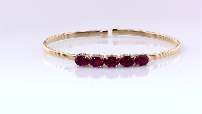 Luxoro 14K Yellow Gold AAA Ouro Fino Rubellite Cuff Bracelet (7.25 In) 5.45 Grams 4.35 ctw