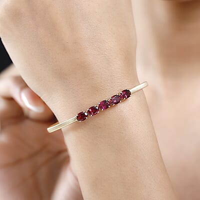 Luxoro 14K Yellow Gold AAA Ouro Fino Rubellite Cuff Bracelet (7.25 In) 5.45 Grams 4.35 ctw