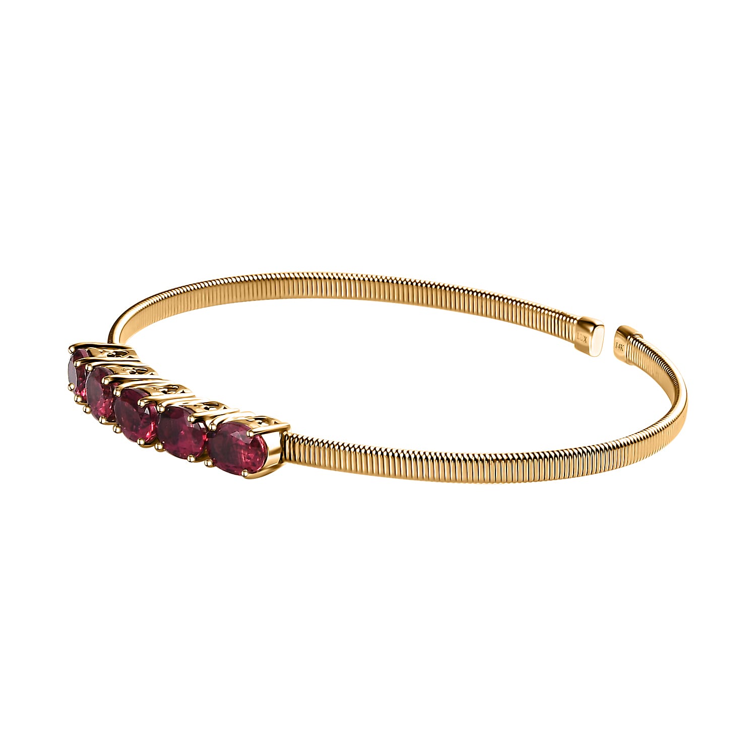 Luxoro 14K Yellow Gold AAA Ouro Fino Rubellite Cuff Bracelet (7.25 In) 5.45 Grams 4.35 ctw