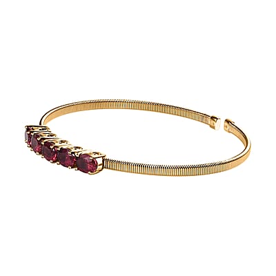 Luxoro 14K Yellow Gold AAA Ouro Fino Rubellite Cuff Bracelet (7.25 In) 5.45 Grams 4.35 ctw