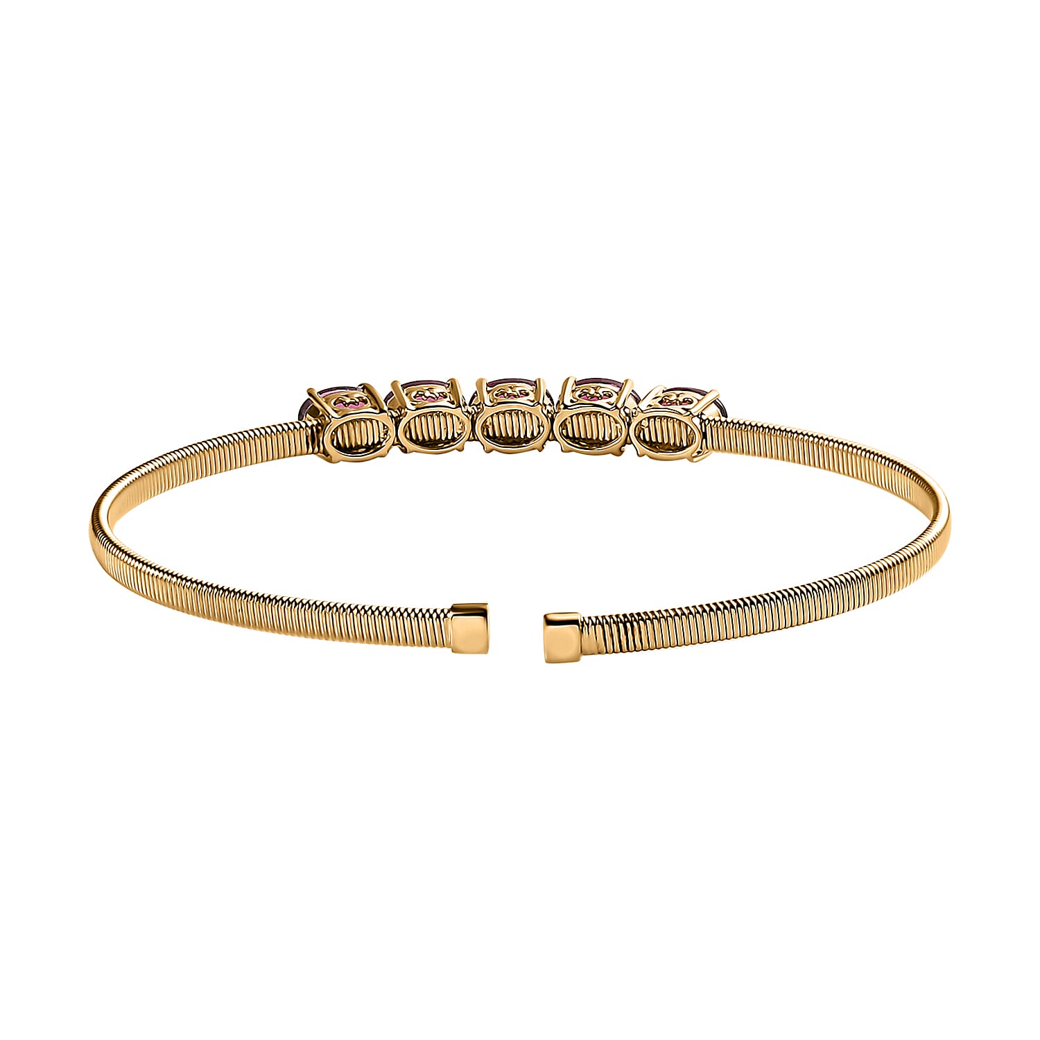 Luxoro 14K Yellow Gold AAA Ouro Fino Rubellite Cuff Bracelet (7.25 In) 5.45 Grams 4.35 ctw