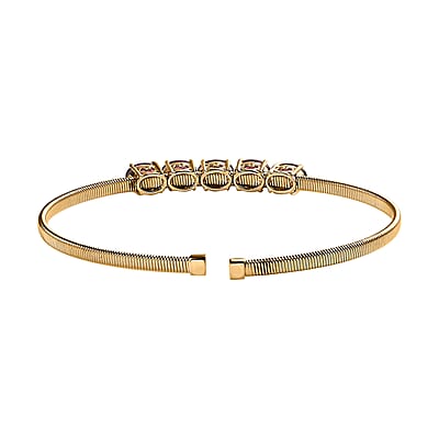 Luxoro 14K Yellow Gold AAA Ouro Fino Rubellite Cuff Bracelet (7.25 In) 5.45 Grams 4.35 ctw
