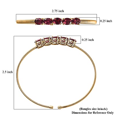 Luxoro 14K Yellow Gold AAA Ouro Fino Rubellite Cuff Bracelet (7.25 In) 5.45 Grams 4.35 ctw