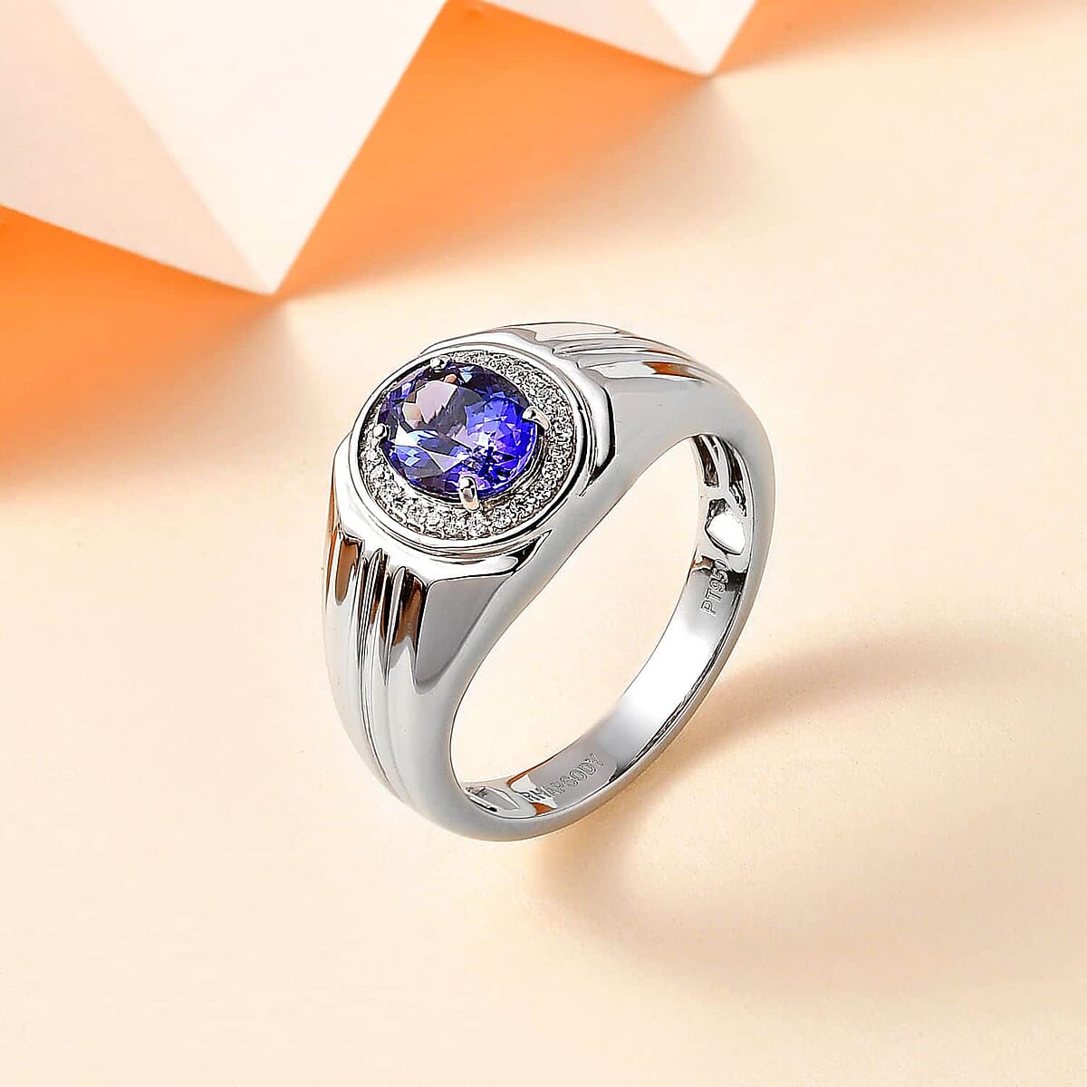 Rhapsody AAAA Tanzanite and E-F VS Diamond 2.25 ctw Ring in 950 Platinum (Size 10.0) 11.25 Grams image number 1