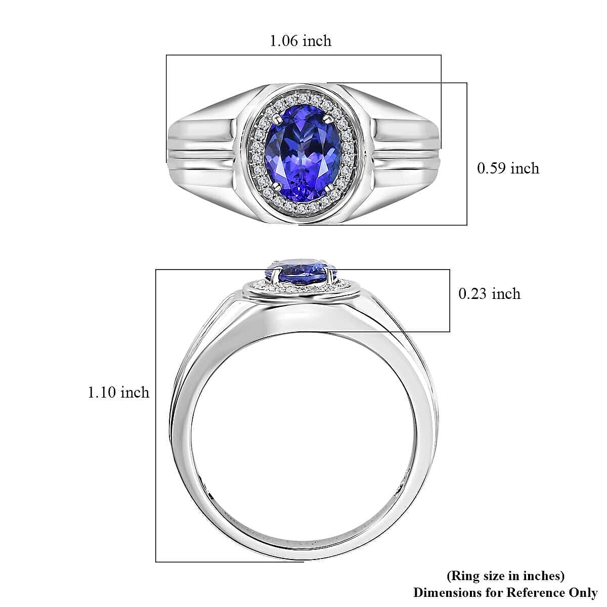 Rhapsody AAAA Tanzanite and E-F VS Diamond 2.25 ctw Ring in 950 Platinum (Size 10.0) 11.25 Grams image number 5