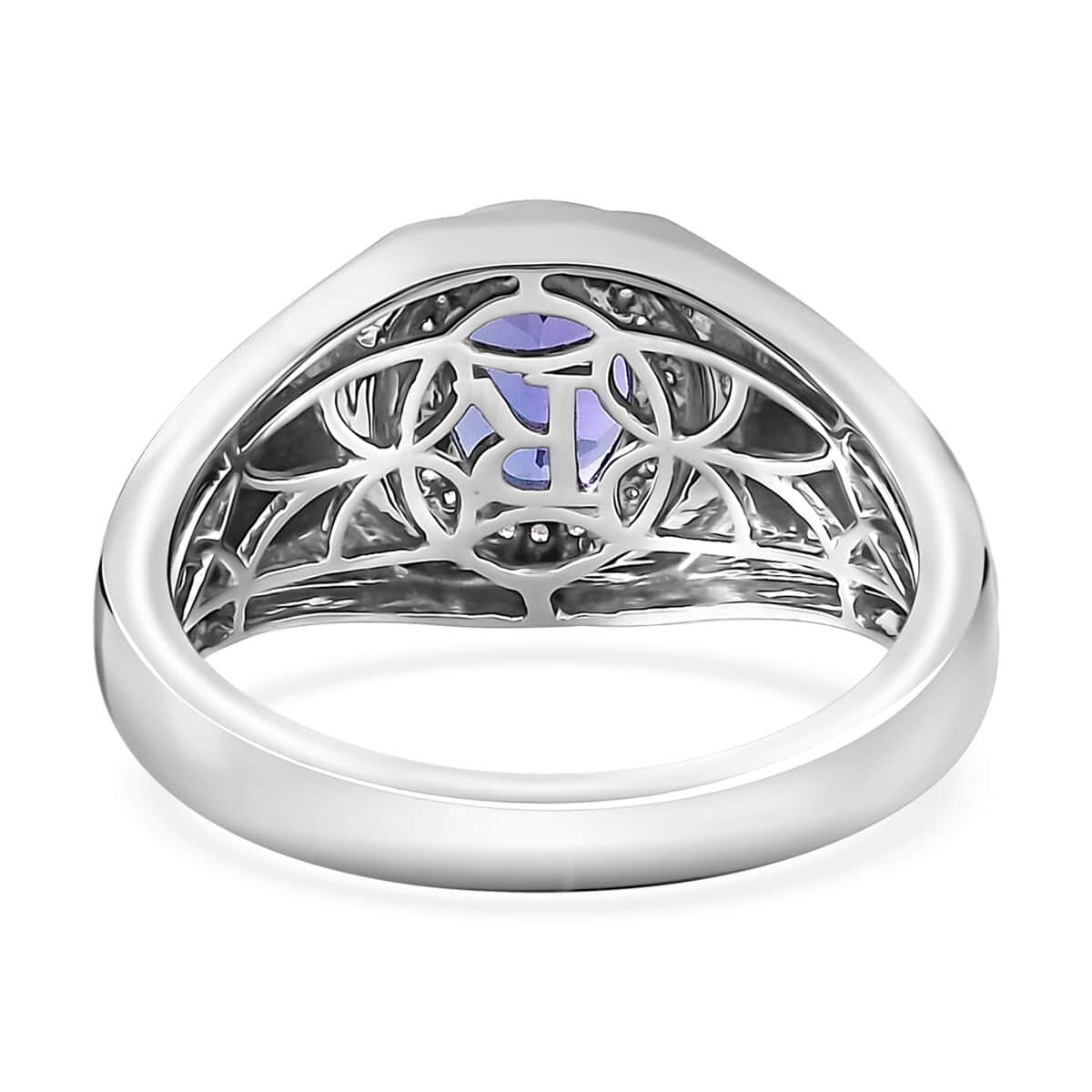 Rhapsody 950 Platinum AAAA Tanzanite and E-F VS Diamond Men's Ring (Size 11.0) 11.25 Grams 2.30 ctw image number 4