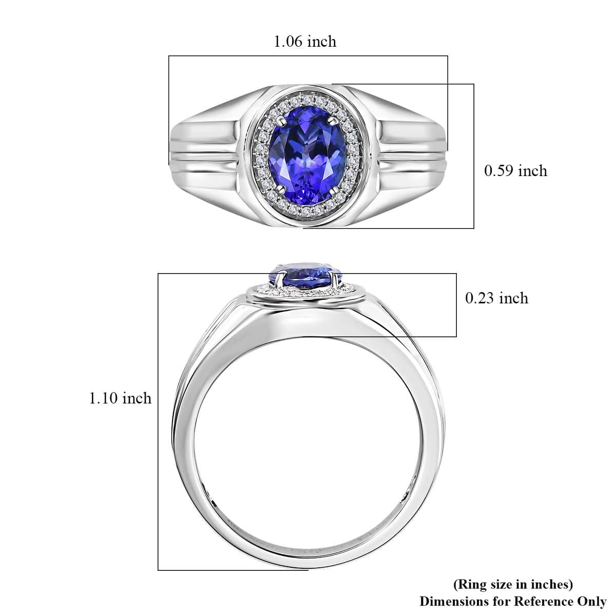 Rhapsody 950 Platinum AAAA Tanzanite and E-F VS Diamond Men's Ring (Size 11.0) 11.25 Grams 2.30 ctw image number 5