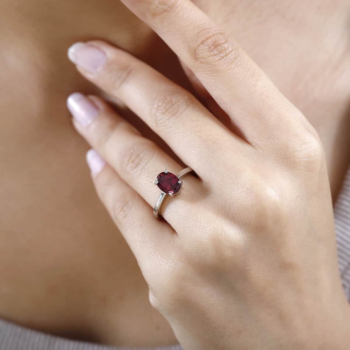 Rhapsody 950 Platinum AAAA Ouro Fino Rubellite Solitaire Ring (Size 6.0) 1.75 ctw image number 2