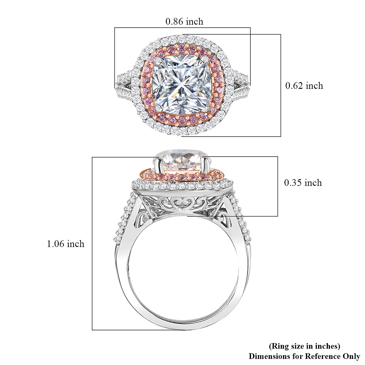 Moissanite and Madagascar Pink Sapphire Double Halo Ring in Platinum Over Sterling Silver (Size 10.0) 4.50 ctw