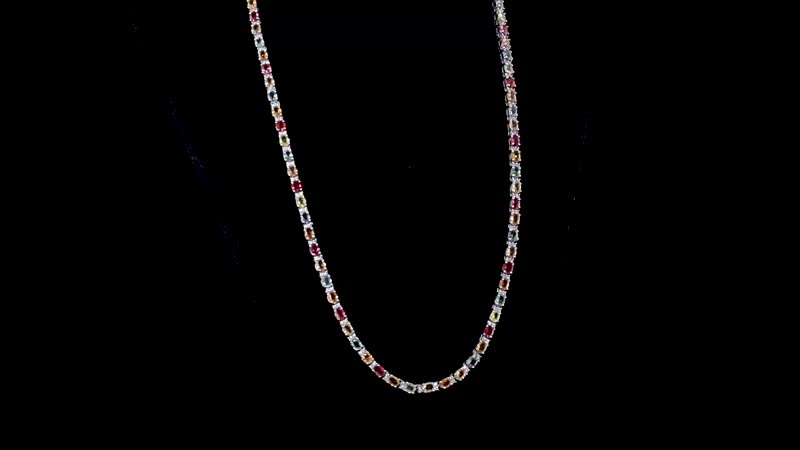 D'Joy Multi Sapphire and White Zircon Necklace 18 Inches in Platinum Over Sterling Silver 21.25 ctw