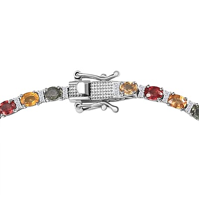 D'Joy Multi Sapphire and White Zircon Necklace 18 Inches in Platinum Over Sterling Silver 21.25 ctw