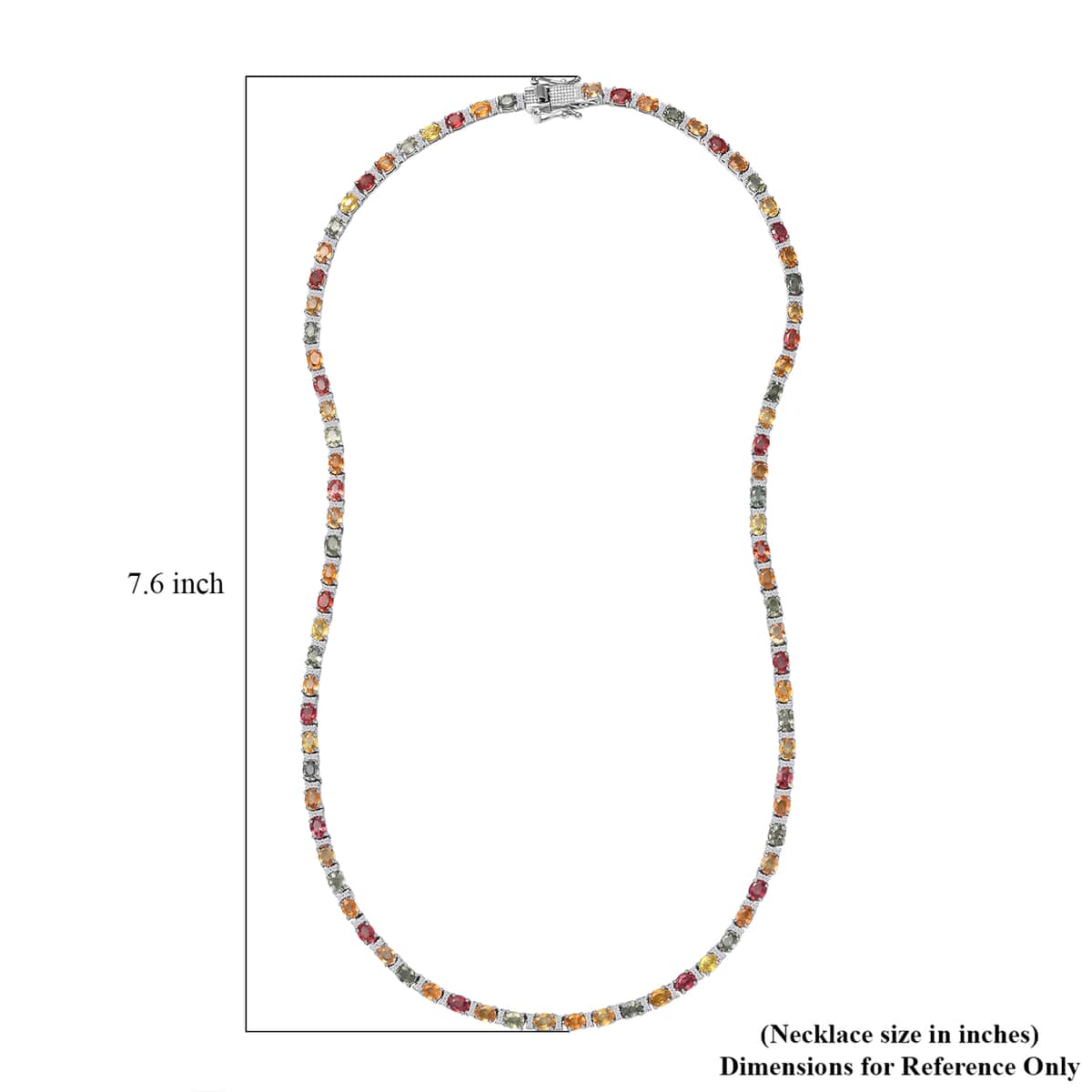 Multi Sapphire and White Zircon Necklace 18 Inches in Platinum Over Sterling Silver 21.25 ctw image number 4