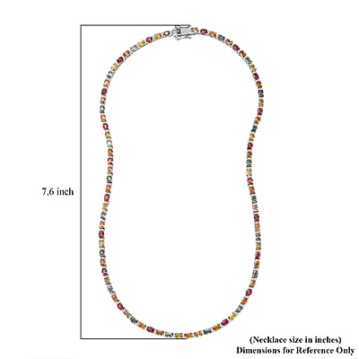 D'Joy Multi Sapphire and White Zircon Necklace 18 Inches in Platinum Over Sterling Silver 21.25 ctw