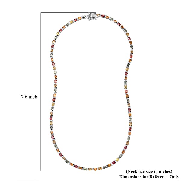 D'Joy Multi Sapphire and White Zircon Necklace 18 Inches in Platinum Over Sterling Silver 21.25 ctw