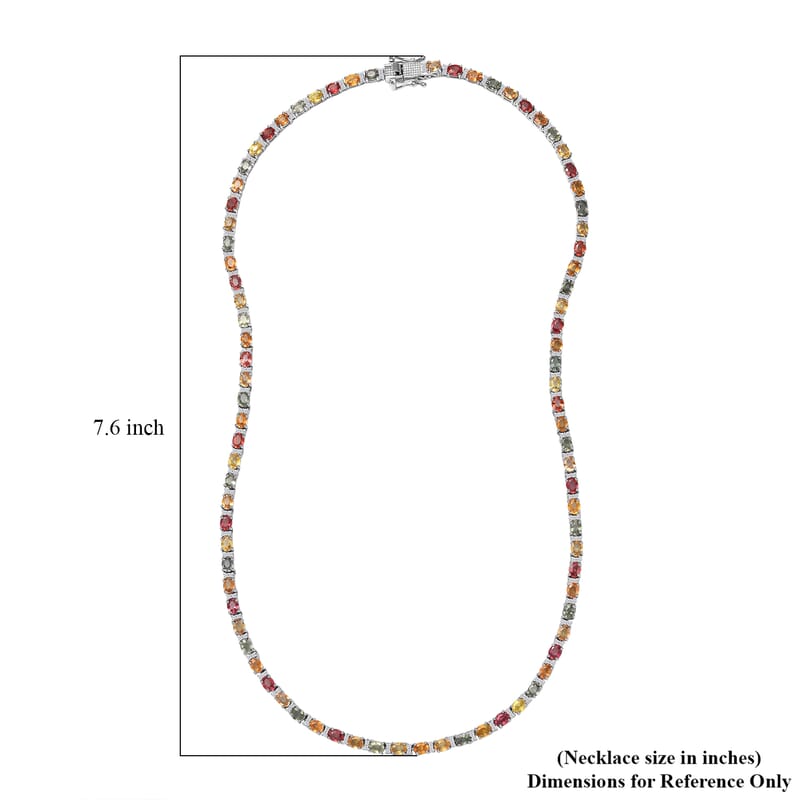 D'Joy Multi Sapphire and White Zircon Necklace 18 Inches in Platinum Over Sterling Silver 21.25 ctw