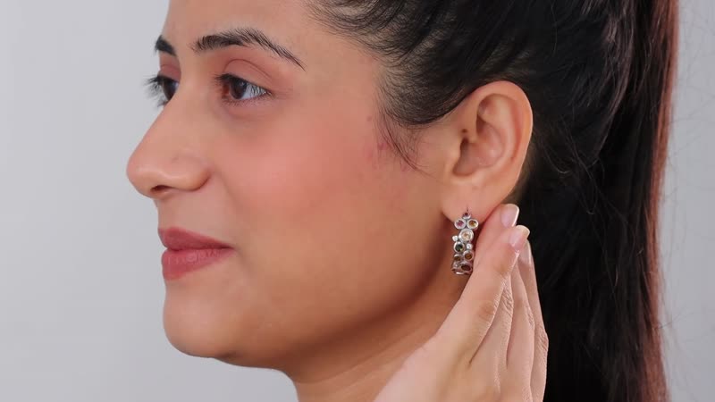 Multi-Tourmaline and White Zircon Bubble Earrings in Platinum Over Sterling Silver 3.35 ctw