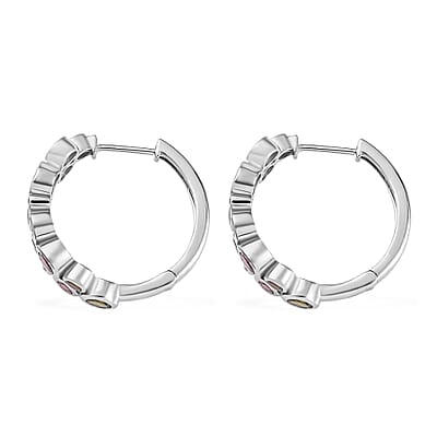 Multi-Tourmaline and White Zircon Bubble Earrings in Platinum Over Sterling Silver 3.35 ctw