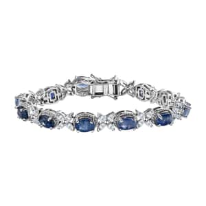 Kashmir Kyanite and White Topaz Bracelet in Platinum Over Sterling Silver (6.50 In) 17.90 ctw