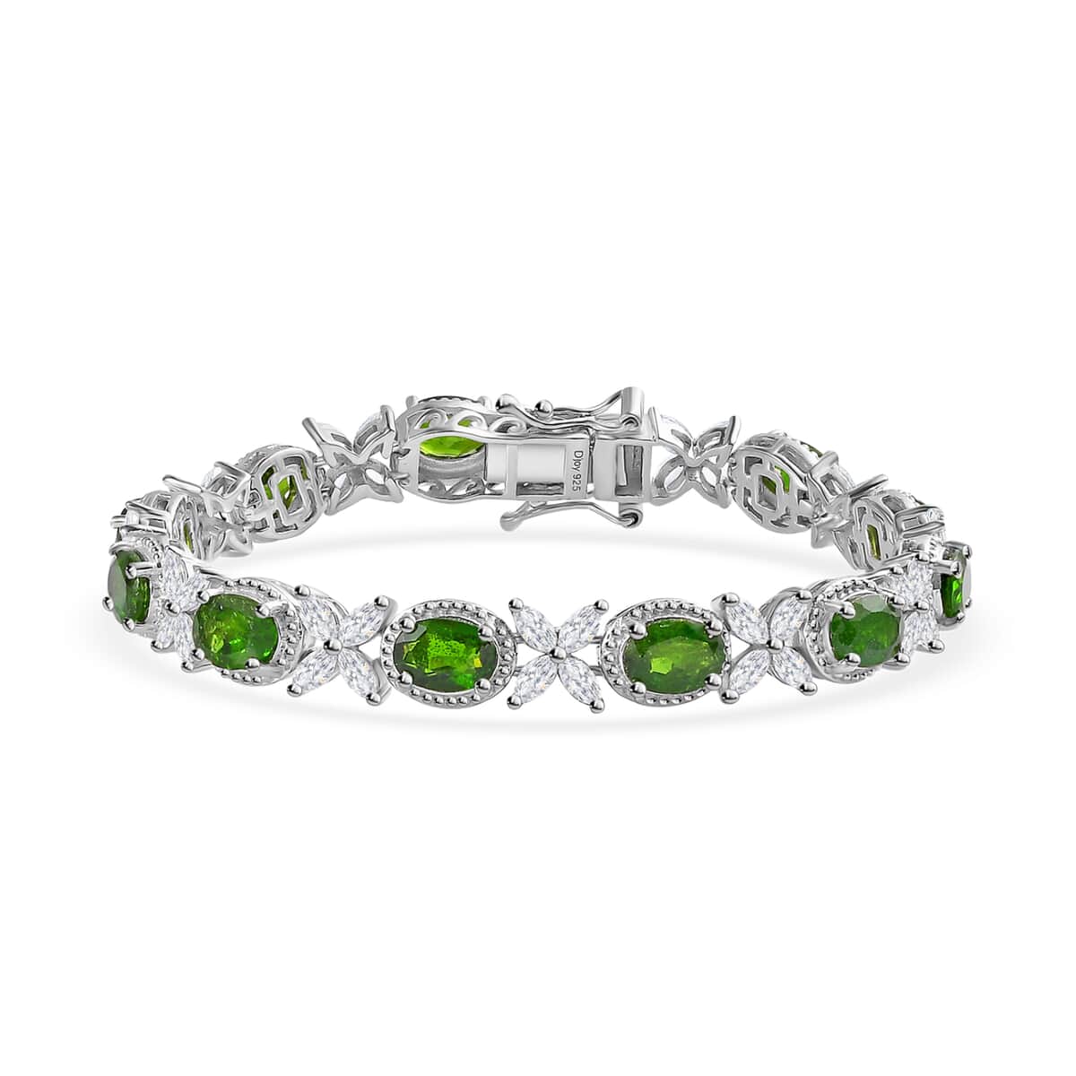 Chrome Diopside and White Topaz Bracelet in Platinum Over Sterling Silver (6.50 In) 14.50 ctw image number 0