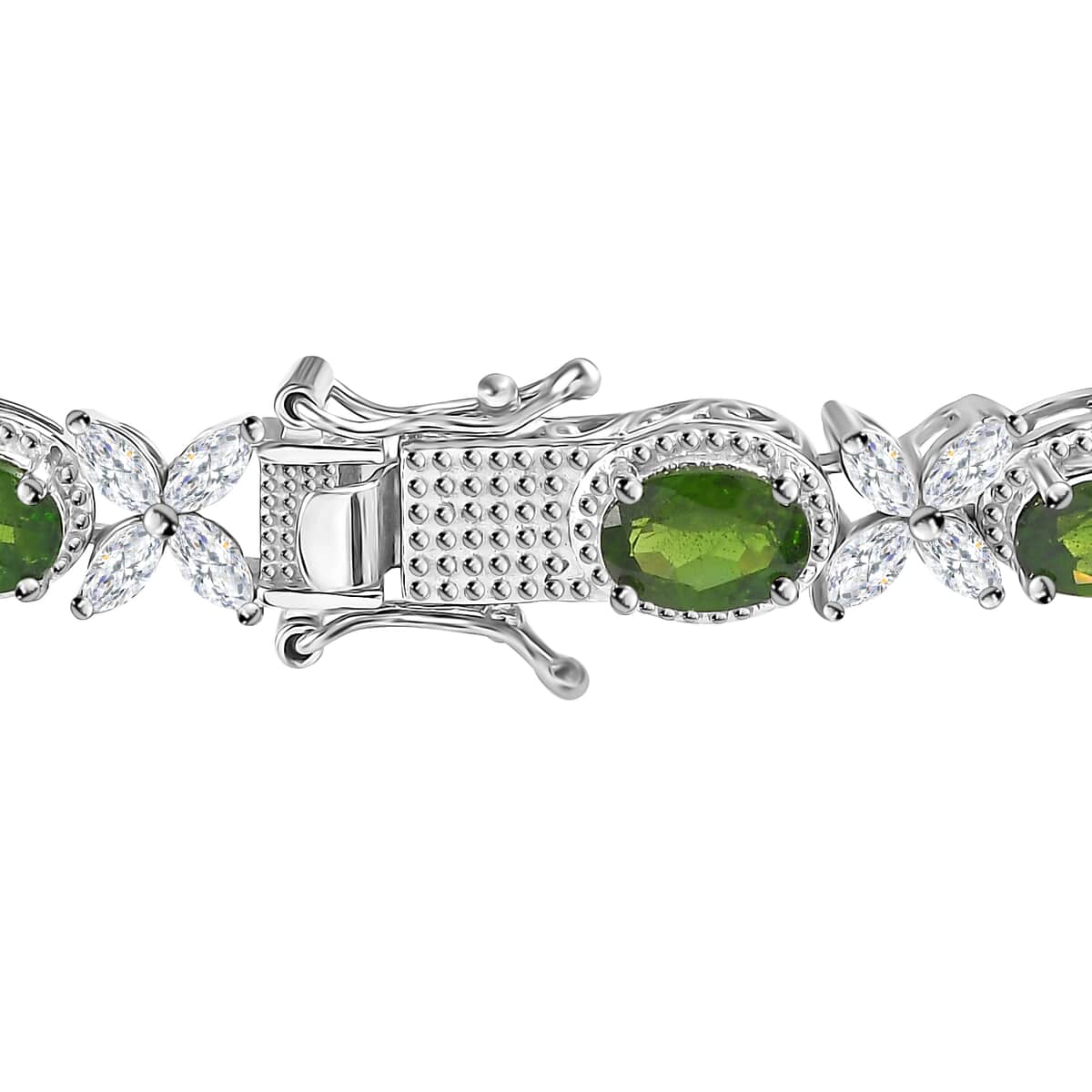 Chrome Diopside and White Topaz Bracelet in Platinum Over Sterling Silver (6.50 In) 14.50 ctw image number 3
