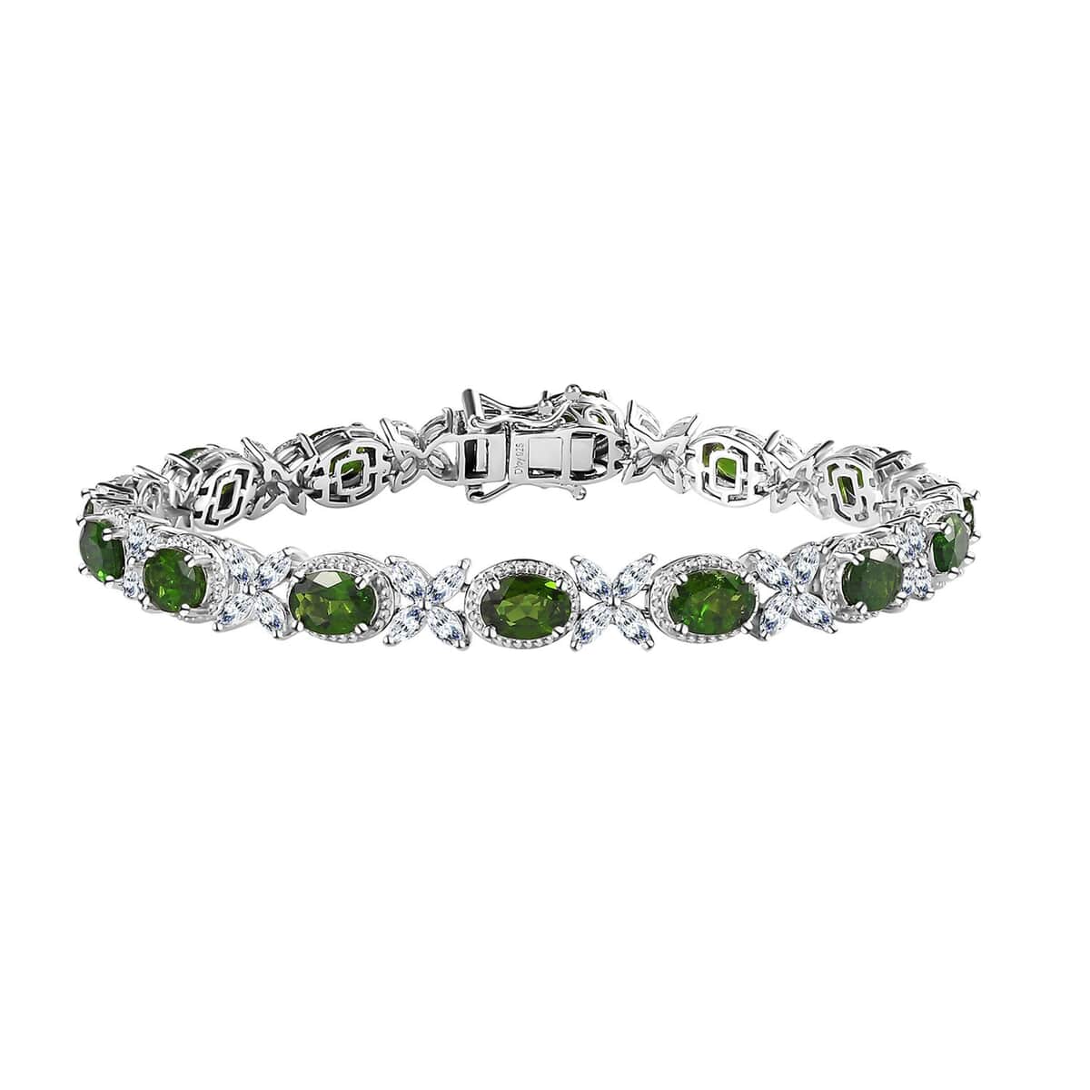 Chrome Diopside and White Topaz Bracelet in Platinum Over Sterling Silver (8.00 In) 17.00 ctw image number 0