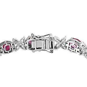 Niassa Ruby (FF) and White Topaz Bracelet in Platinum Over Sterling Silver (8.00 In) 21.60 ctw