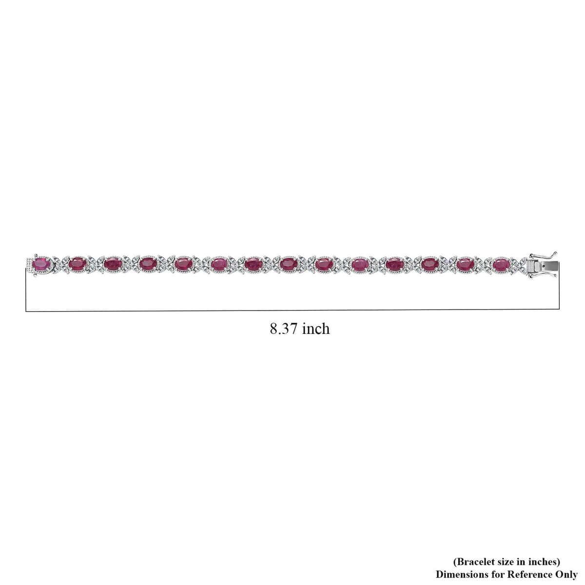 Niassa Ruby (FF) and White Topaz Bracelet in Platinum Over Sterling Silver (8.00 In) 21.60 ctw image number 4
