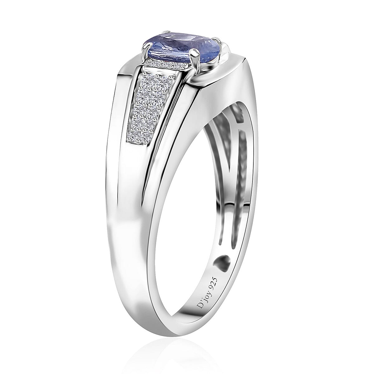 Ceylon Blue Sapphire and Moissanite Men's Ring in Platinum Over Sterling Silver (Size 11.0) 1.20 ctw image number 3