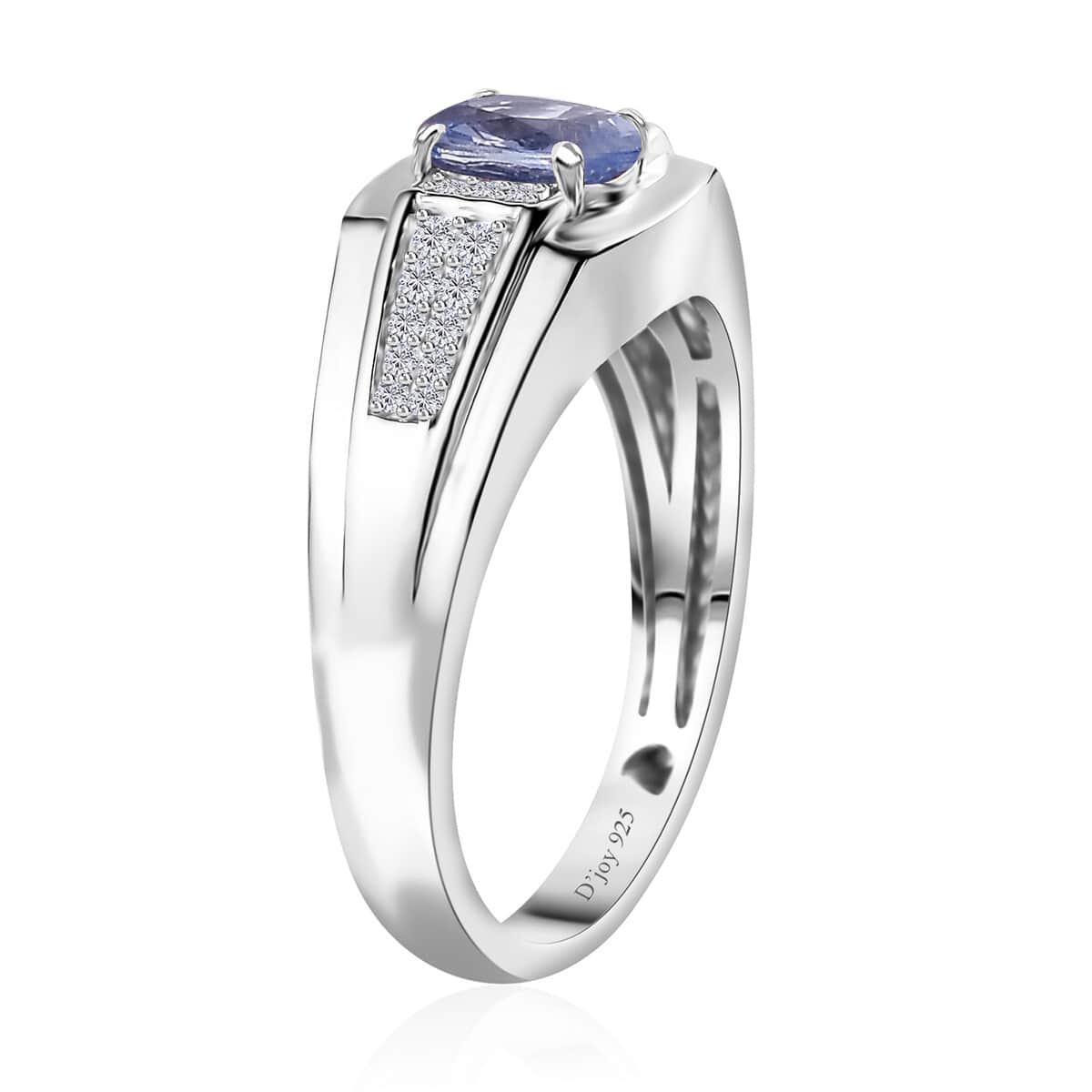 Ceylon Blue Sapphire and Moissanite Men's Ring in Platinum Over Sterling Silver (Size 12.0) 1.20 ctw image number 3