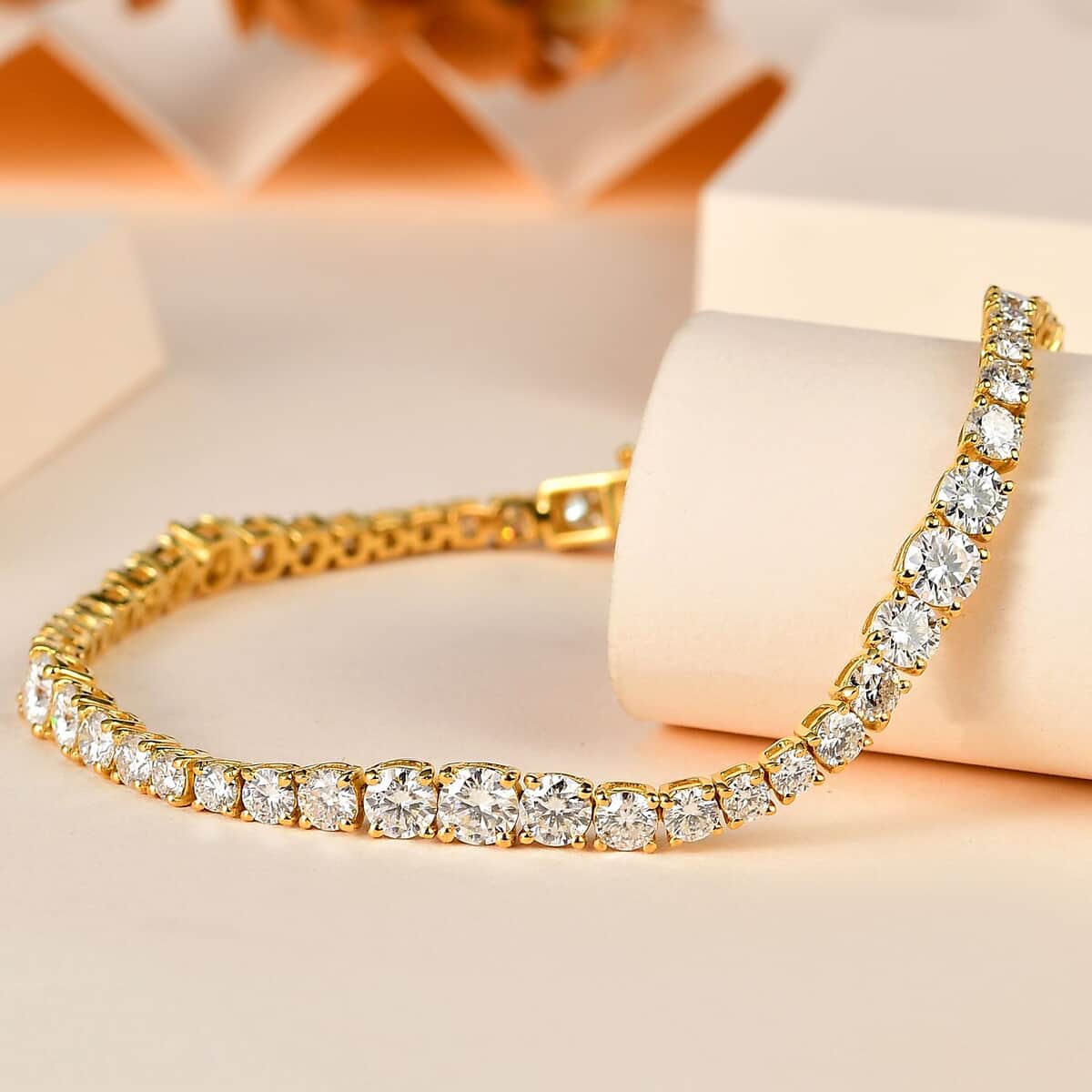 Moissanite Bracelet in Vermeil Yellow Gold Over Sterling Silver (6.50 In) 8.85 ctw image number 1