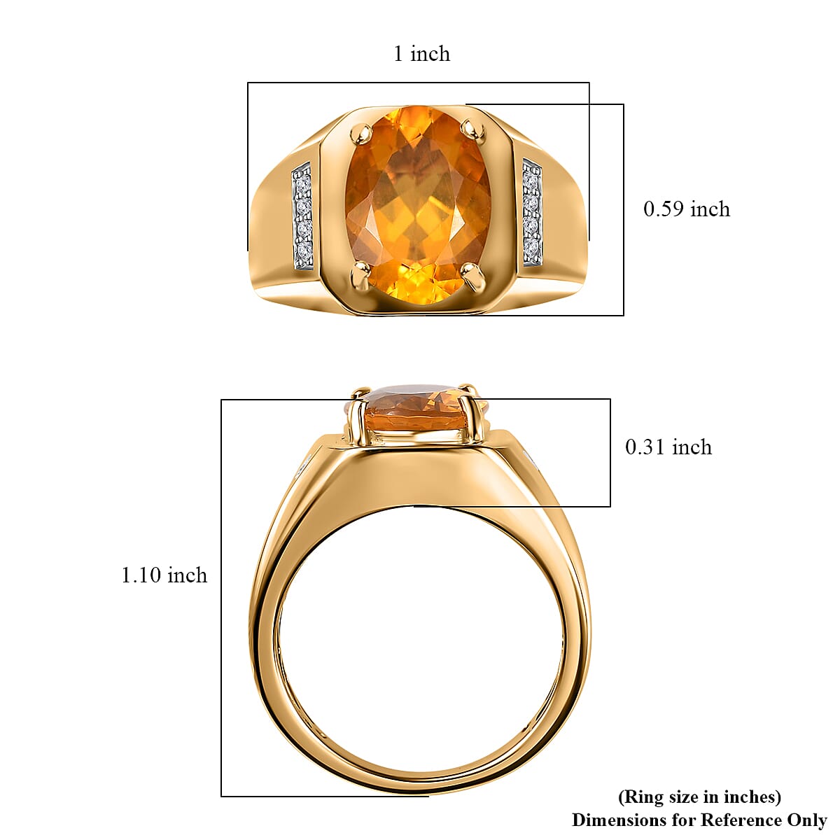 Premium Brazilian Fire Opal and Moissanite Men's Ring in Vermeil Yellow Gold Over Sterling Silver (Size 10.0) 4.30 ctw