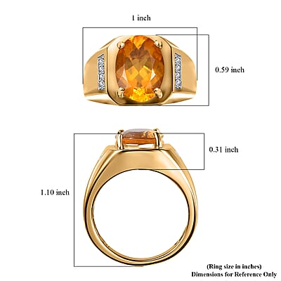 Premium Brazilian Fire Opal and Moissanite Men's Ring in Vermeil Yellow Gold Over Sterling Silver (Size 10.0) 4.30 ctw