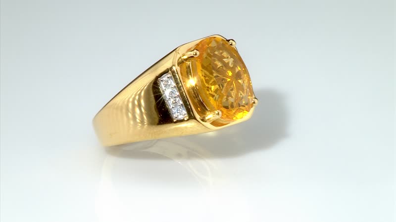 Premium Brazilian Fire Opal, Moissanite Men's Ring in Vermeil YG Over Sterling Silver (Size 10.0) 4.30 ctw
