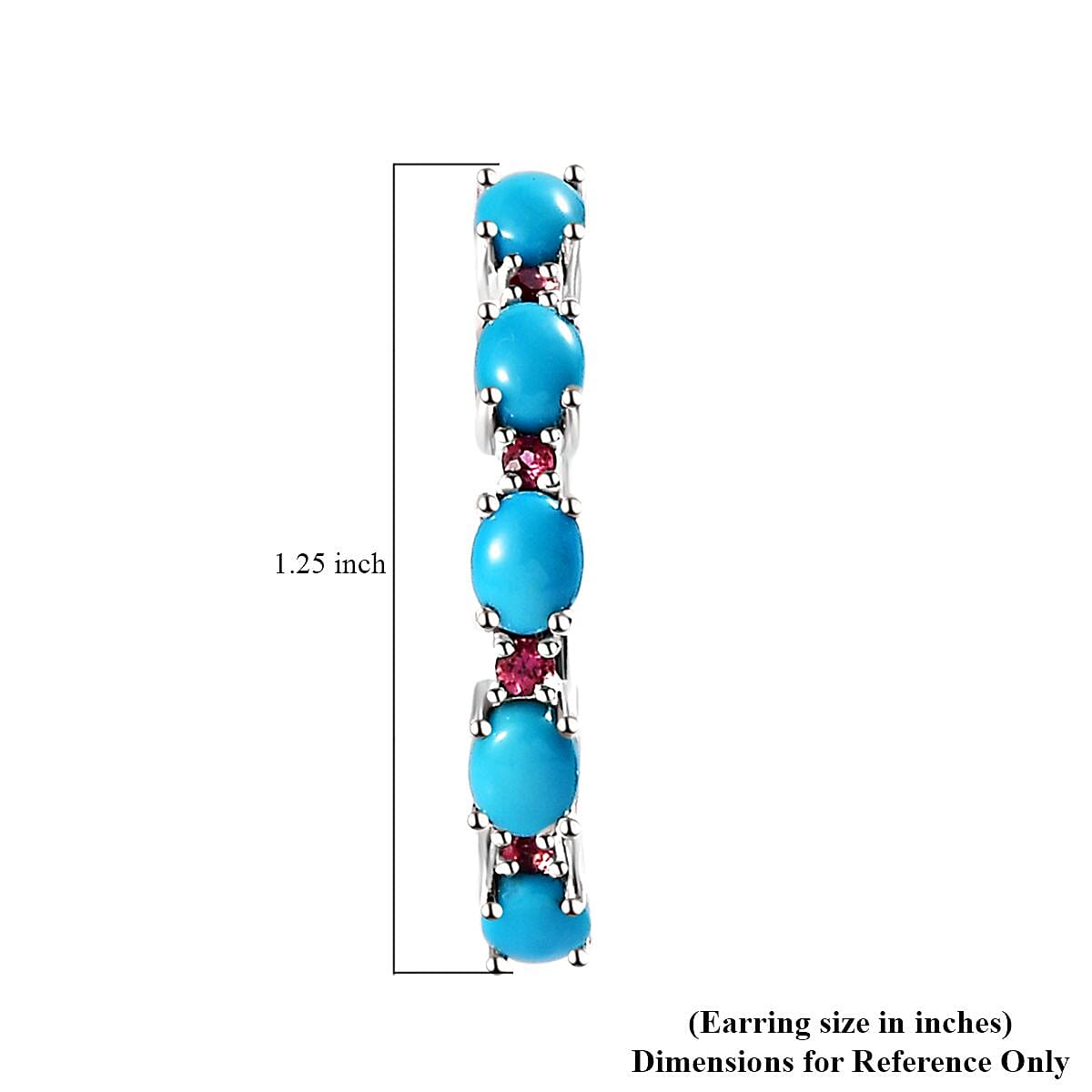 Premium Sleeping Beauty Turquoise and Ouro Fino Rubellite Earrings in Platinum Over Sterling Silver 3.65 ctw