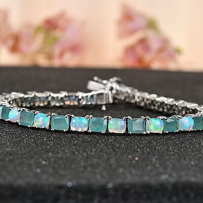 Premium Grandidierite and Ethiopian Welo Opal Bracelet in Platinum Over Sterling Silver (6.50 In) 11.30 ctw