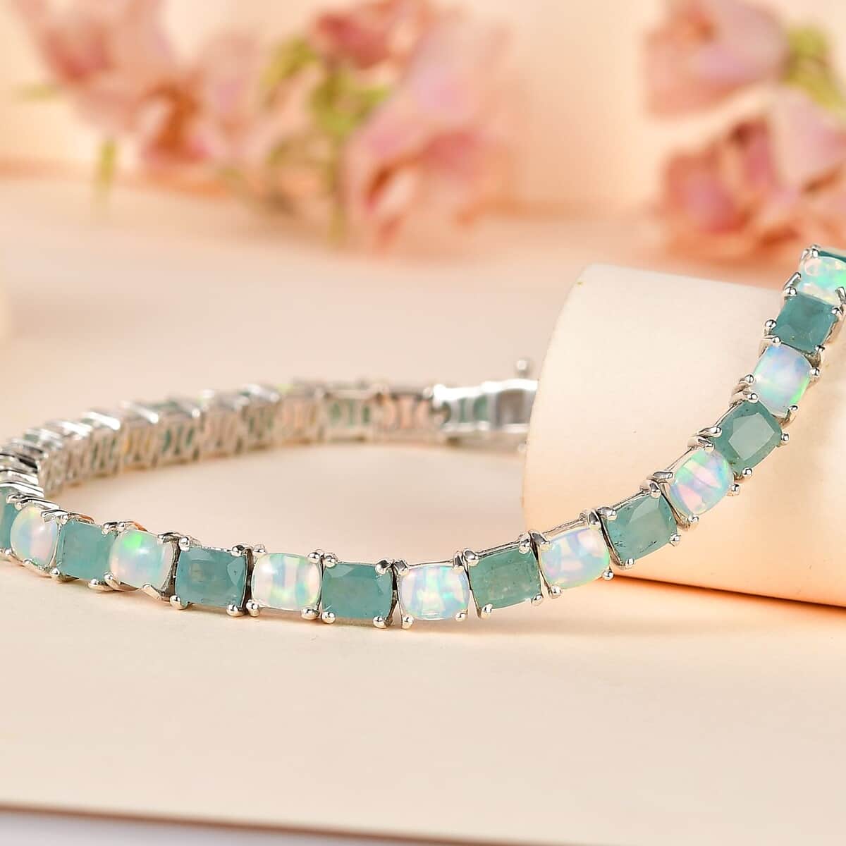 Premium Grandidierite and Ethiopian Welo Opal Bracelet in Platinum Over Sterling Silver (7.25 In) 12.80 ctw image number 1